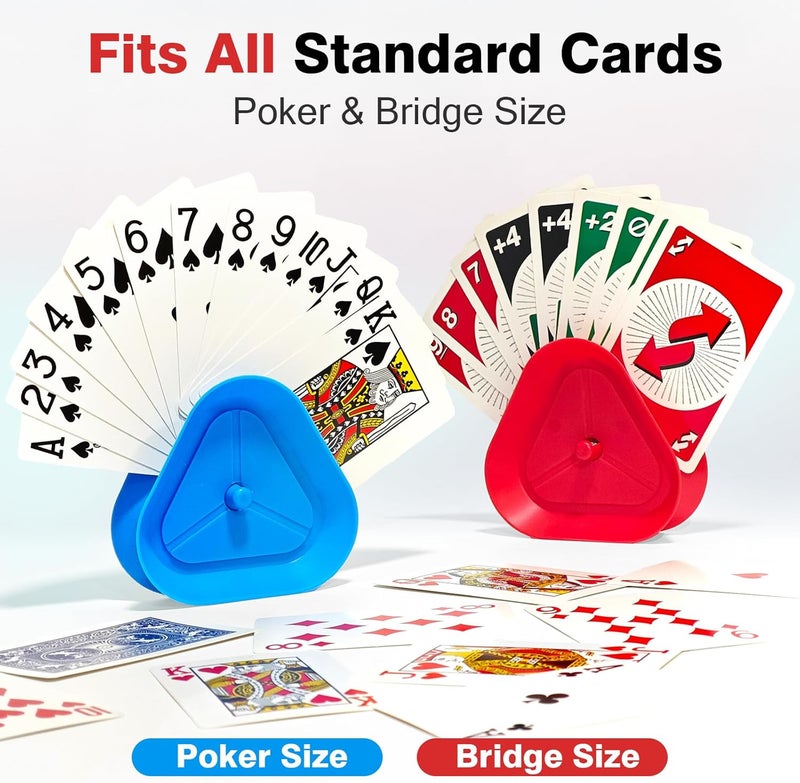 LEAFORIA Playing Card Holders 4 Pack - Triangle Hands Free Card Holder for Kids, Adults, Seniors | Plastic Card Holders for Poker, Game Nights, Classroom Activities (4 Colors) - Image 3